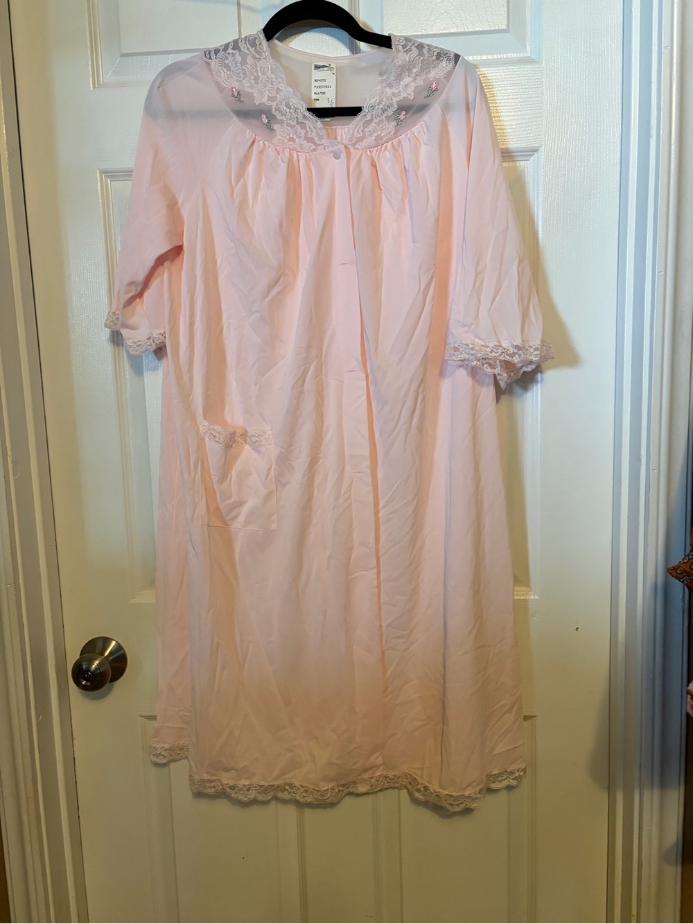 Soft Lace-Trim Pale Pink Nightgown Chemise